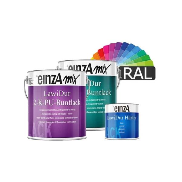 einzA mix LawiDur 2-K-PU-Buntlack RAL-Farben Stammlack und Härter 3L