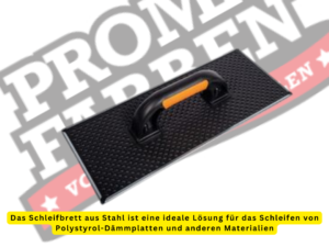 Friess Techno Schleifbrett Stahl - gelocht Das Schleifbrett aus Stahl ist eine ideale Lösung für das Schleifen von Polystyrol-Dämmplatten und anderen Materialien. Mit seinem gelochten Grundbrett und dem ergonomischen 2K-Griff bietet es eine komfortable und effiziente Arbeitsweise. Eigenschaften: Hochwertiges Stahlmaterial für Langlebigkeit und Robustheit Gelochtes Grundbrett zur Ableitung des Abriebs nach außen und Vermeidung von Verkleben Ergonomischer 2K-Griff für komfortables Arbeiten Komplett randloses Design für gleichmäßiges Schleifen ohne Kantenabdrücke Ideal zum Schleifen von Polystyrol-Dämmplatten an Fassaden und anderen Oberflächen