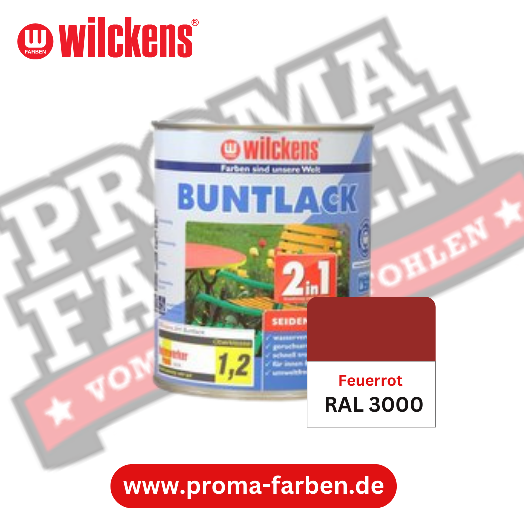 Wilckens 2in1 Buntlack seidenmatt RAL 3000 Feuerrot Wilckens 2in1 Buntlack seidenmatt RAL 3000 Feuerrot