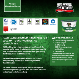 Caparol CapaGreen Indeko plus Weiß 12,5 Liter Konservierungsmittelfreie Allergiefreie Wandfarbe