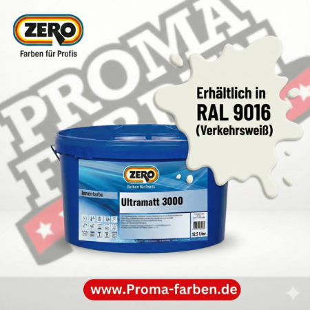 Zero Ultramatt 3000 – 12,5 L weiß Wandfarbe RAL 9016