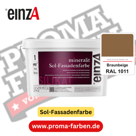 einzA mineralit Sol Fassadenfarbe kaufen bei Proma Farben RAL 1011 Braunbeige