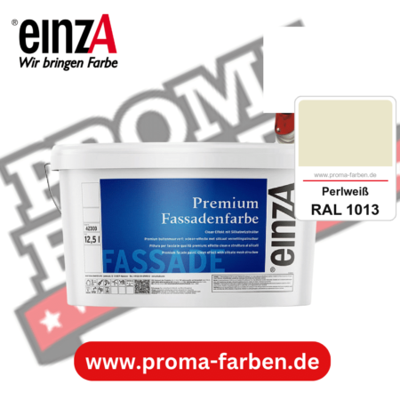 einzA Premium Fassadenfarbe kaufen bei Proma Farben RAL 1013 Perlweiß