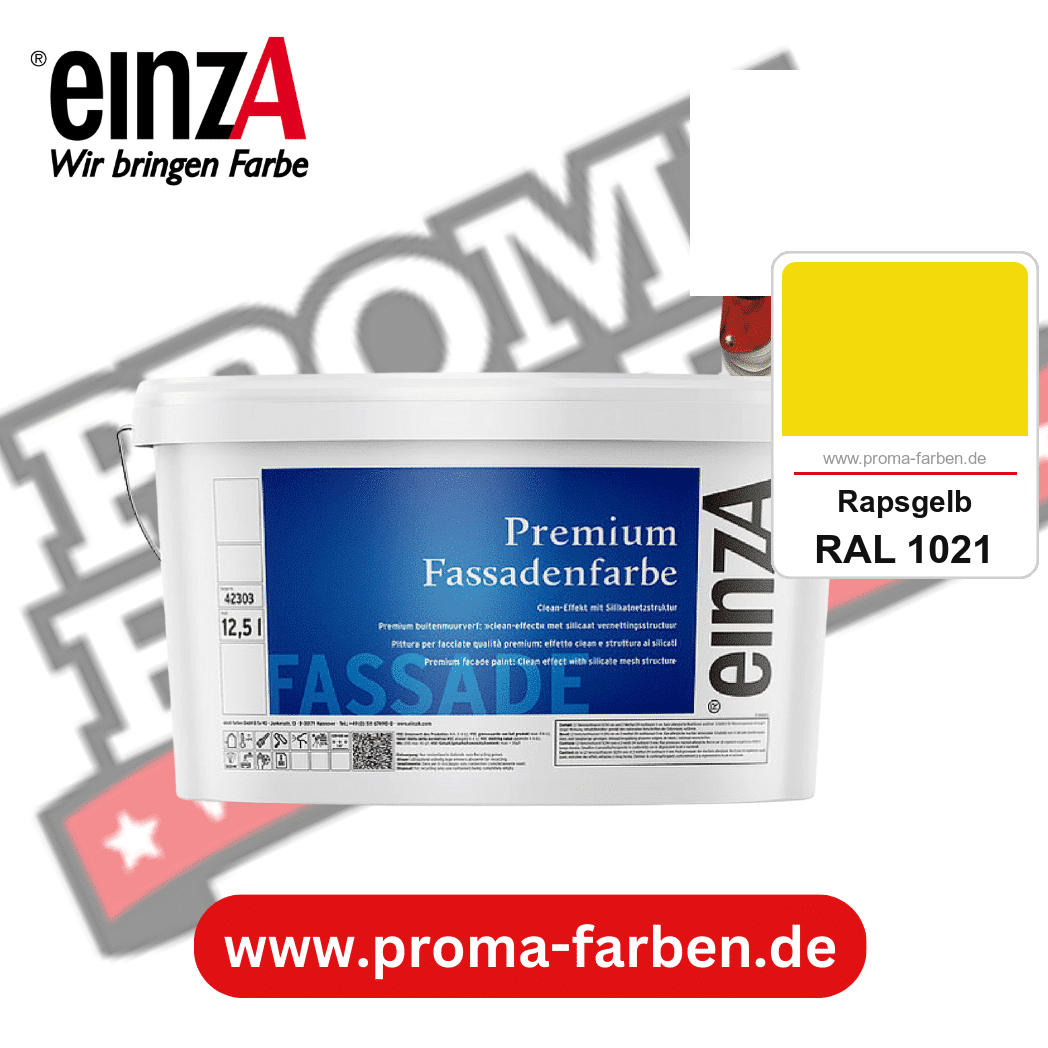 einzA Premium Fassadenfarbe kaufen bei Proma Farben RAL 1021 Rapsgelb
