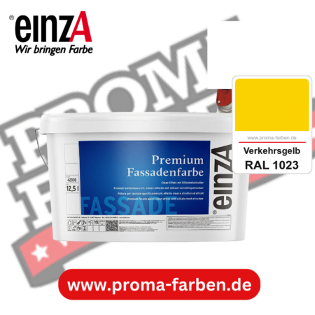 einzA Premium Fassadenfarbe kaufen bei Proma Farben RAL 1023 Verkehrsgelb