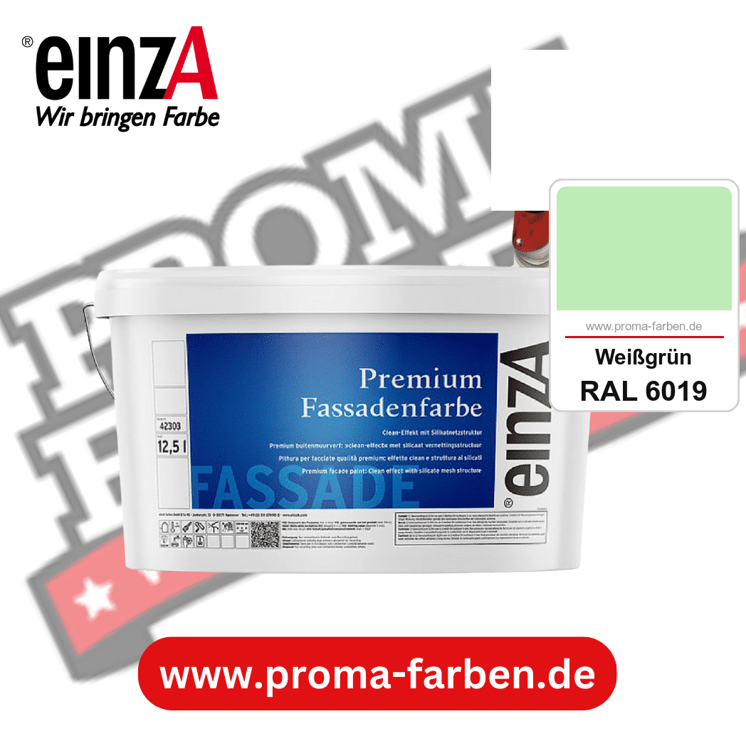 einzA Premium Fassadenfarbe kaufen bei Proma Farben RAL 6019 Weißgrün