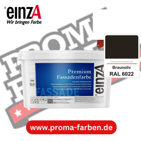 einzA Premium Fassadenfarbe kaufen bei Proma Farben RAL 6022 Braunoliv