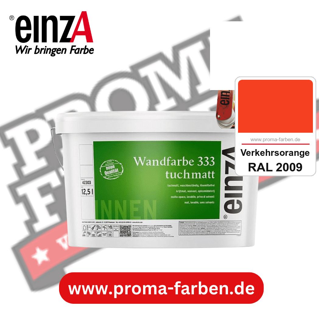 einzA Wandfarbe 333 tuchmatt kaufen bei Proma Farben RAL 2009 Verkehrsorange