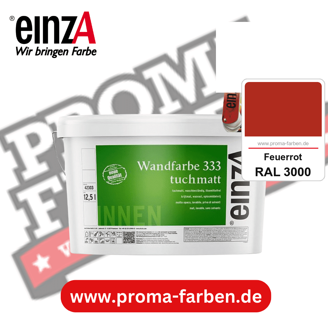 einzA Wandfarbe 333 tuchmatt kaufen bei Proma Farben RAL 3000 Feuerrot
