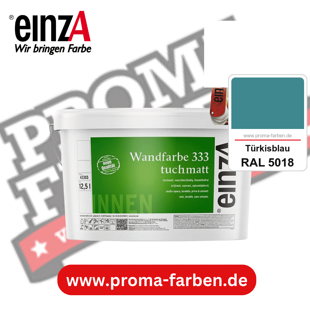 einzA Wandfarbe 333 tuchmatt kaufen bei Proma Farben RAL 5018 Türkisblau