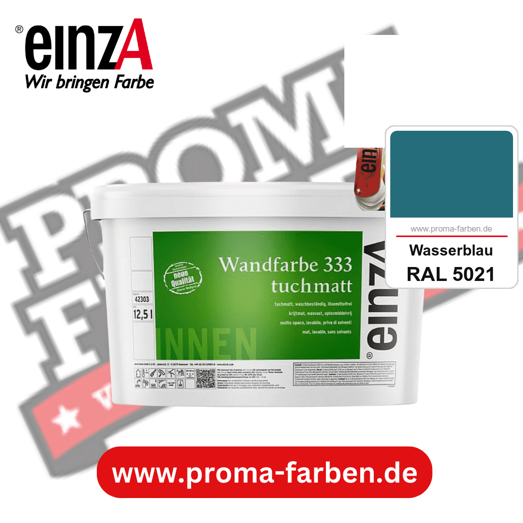 einzA Wandfarbe 333 tuchmatt kaufen bei Proma Farben RAL 5021 Wasserblau
