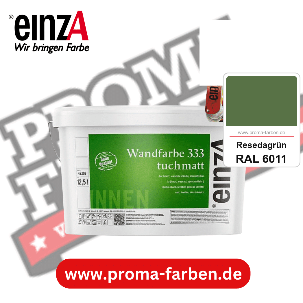 einzA Wandfarbe 333 tuchmatt kaufen bei Proma Farben RAL 6011 Resedagrün