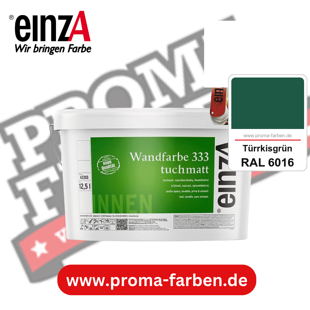 einzA Wandfarbe 333 tuchmatt kaufen bei Proma Farben RAL 6016 Türrkisgrün