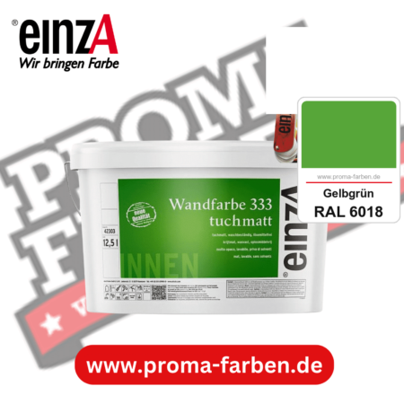 einzA Wandfarbe 333 tuchmatt kaufen bei Proma Farben RAL 6018 Gelbgrün