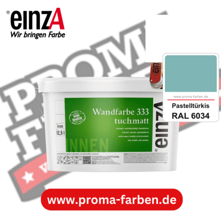 einzA Wandfarbe 333 tuchmatt kaufen bei Proma Farben RAL 6034 Pastelltürkis