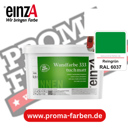 einzA Wandfarbe 333 tuchmatt kaufen bei Proma Farben RAL 6037 Reingrün