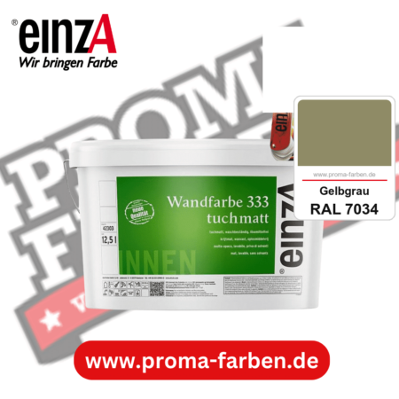 einzA Wandfarbe 333 tuchmatt kaufen bei Proma Farben RAL 7034 Gelbgrau