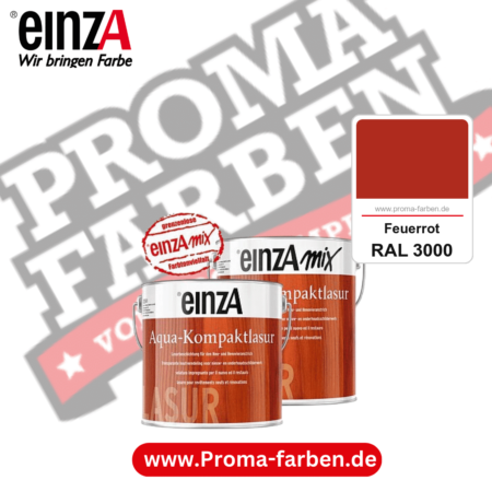 einzA Aqua-Kompaktlasur kaufen bei Proma Farben RAL 3000 Feuerrot
