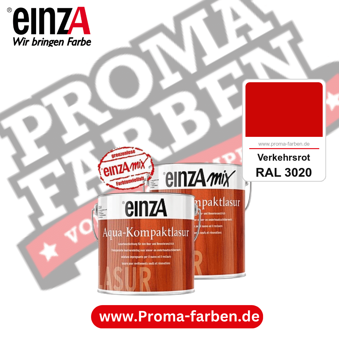 einzA Aqua-Kompaktlasur kaufen bei Proma Farben RAL 3020 Verkehrsrot