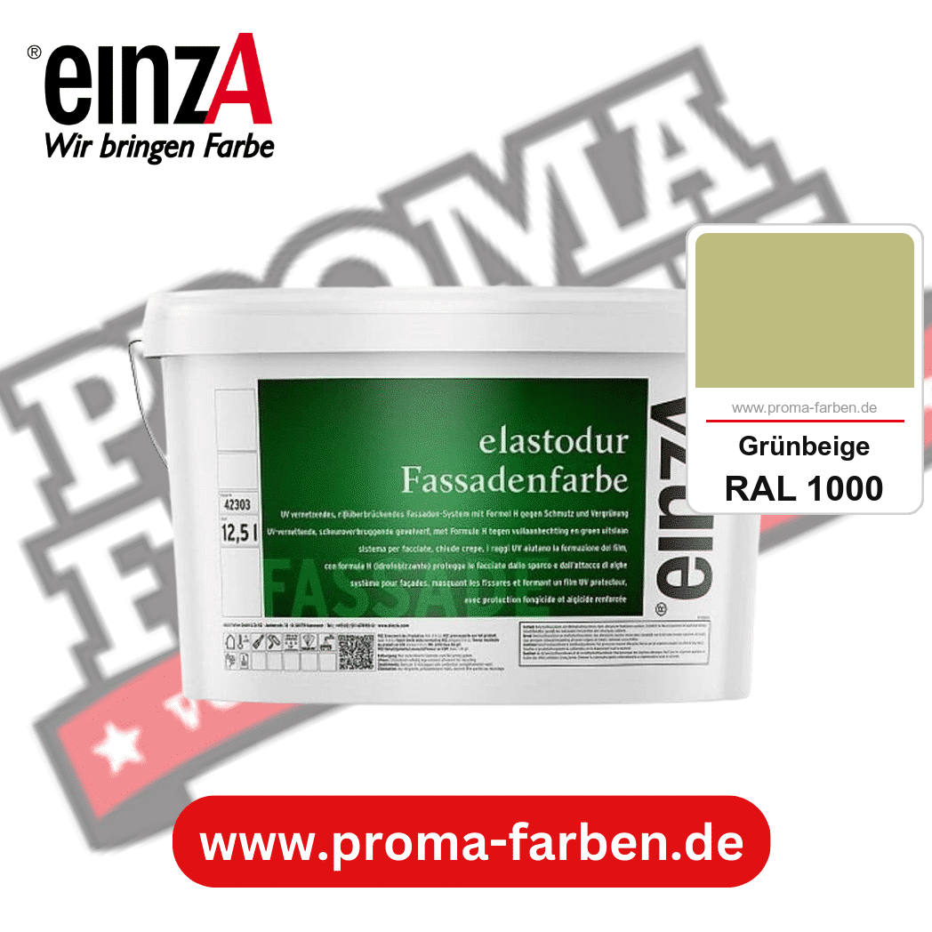 einzA elastodur Fassadenfarbe kaufen bei Proma Farben RAL 1000 Grünbeige