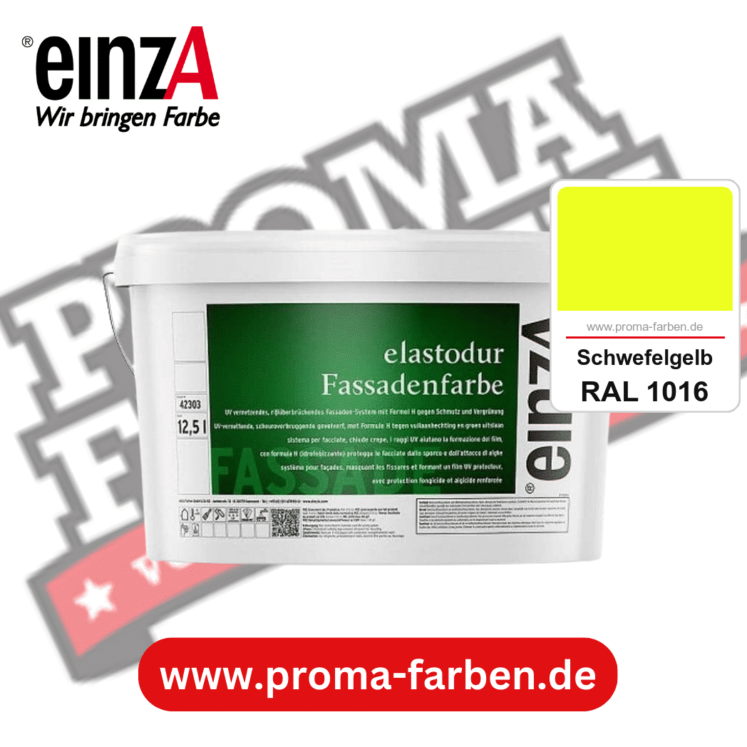 einzA elastodur Fassadenfarbe kaufen bei Proma Farben RAL 1016 Schwefelgelb