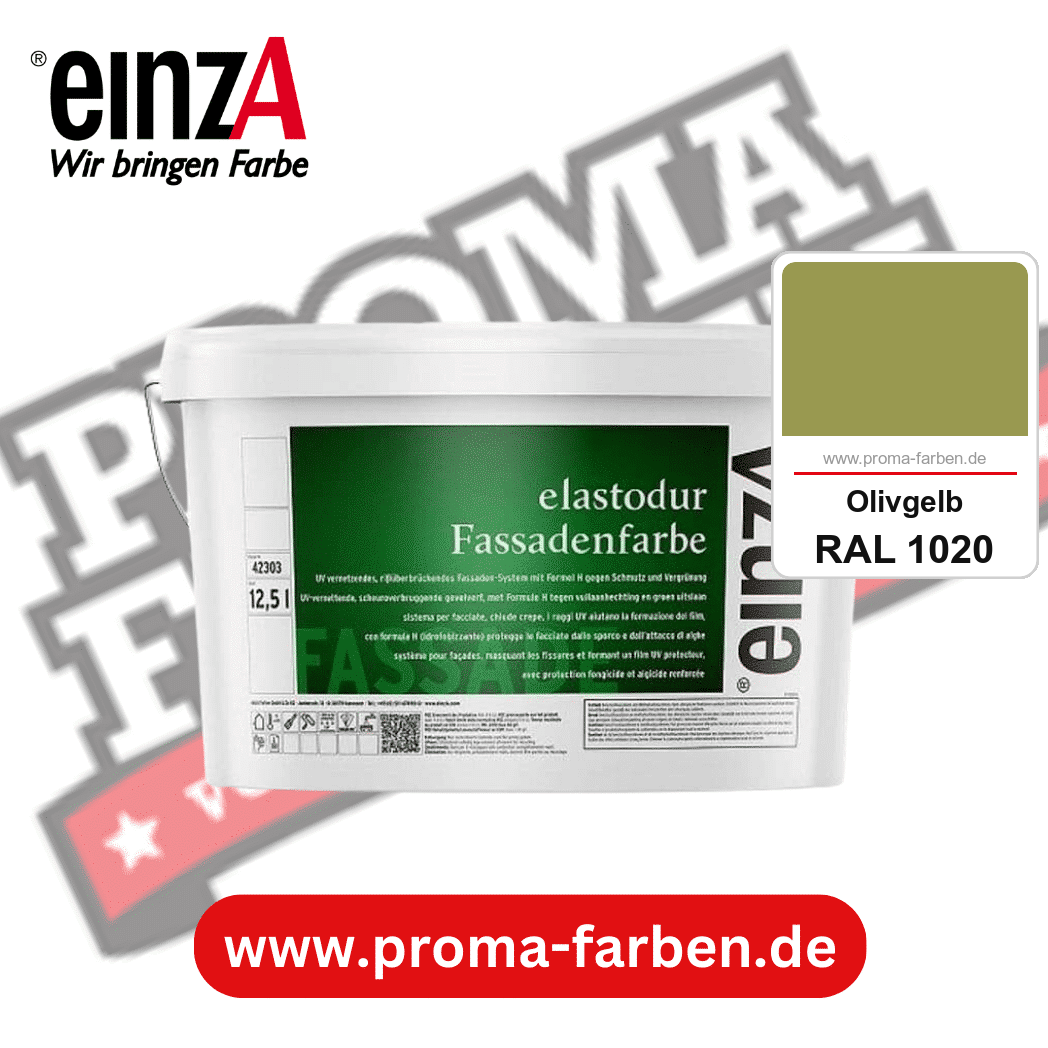 einzA elastodur Fassadenfarbe kaufen bei Proma Farben RAL 1020 Olivgelb