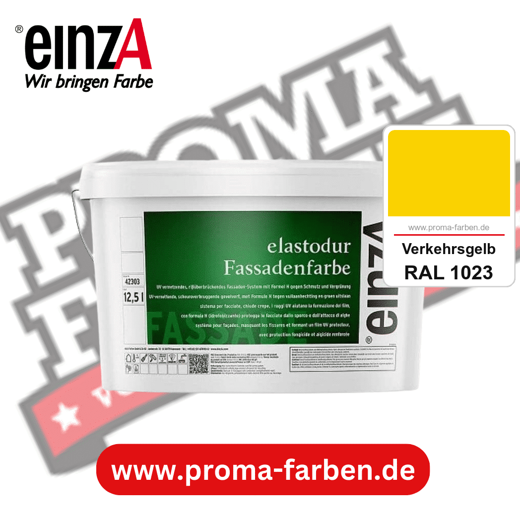 einzA elastodur Fassadenfarbe kaufen bei Proma Farben RAL 1023 Verkehrsgelb