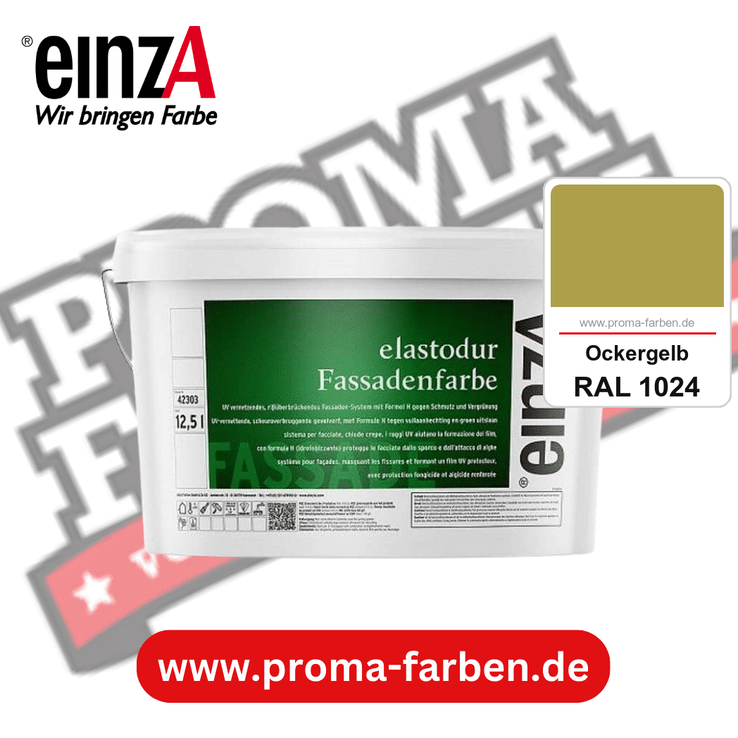 einzA elastodur Fassadenfarbe kaufen bei Proma Farben RAL 1024 Ockergelb