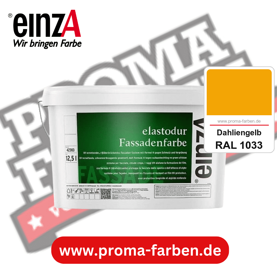 einzA elastodur Fassadenfarbe kaufen bei Proma Farben RAL 1033 Dahliengelb