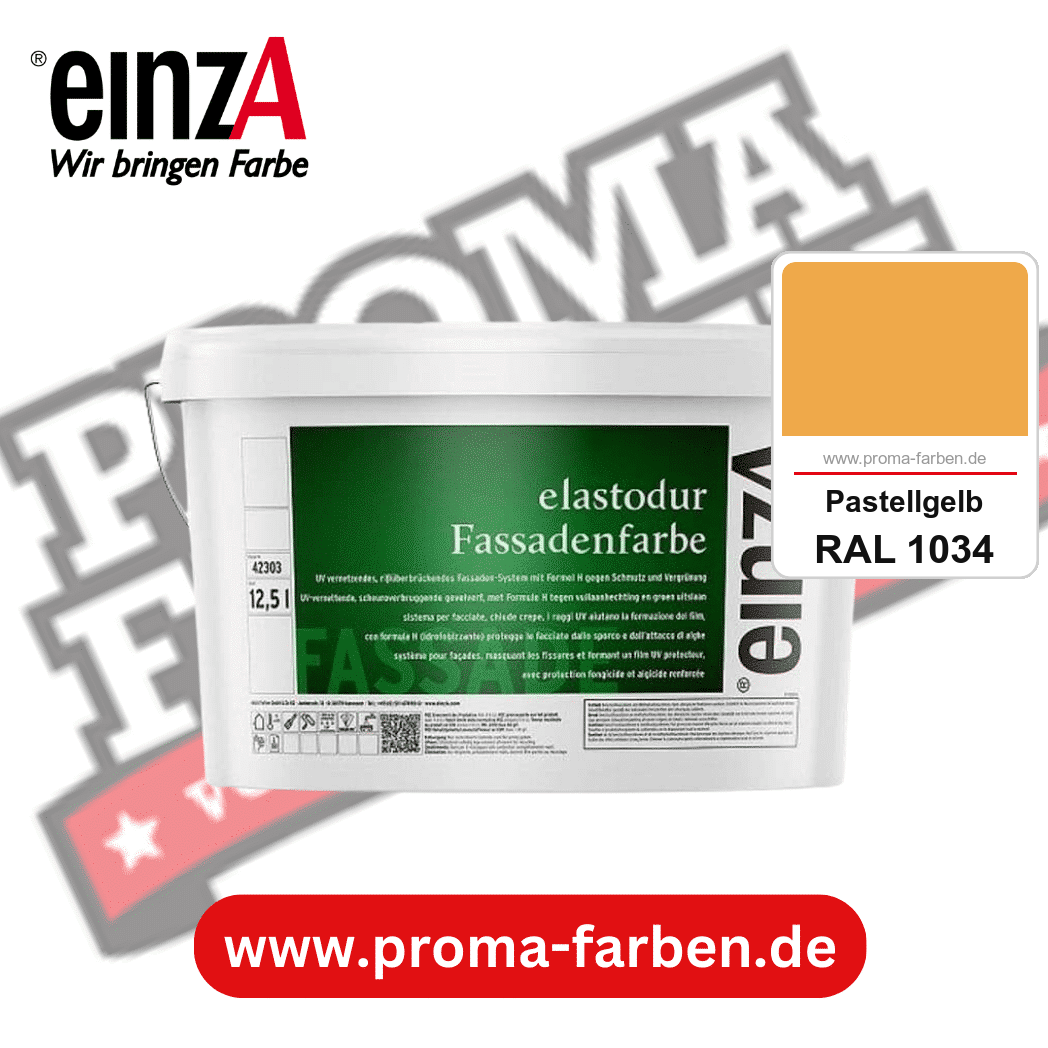 einzA elastodur Fassadenfarbe kaufen bei Proma Farben RAL 1034 Pastellgelb