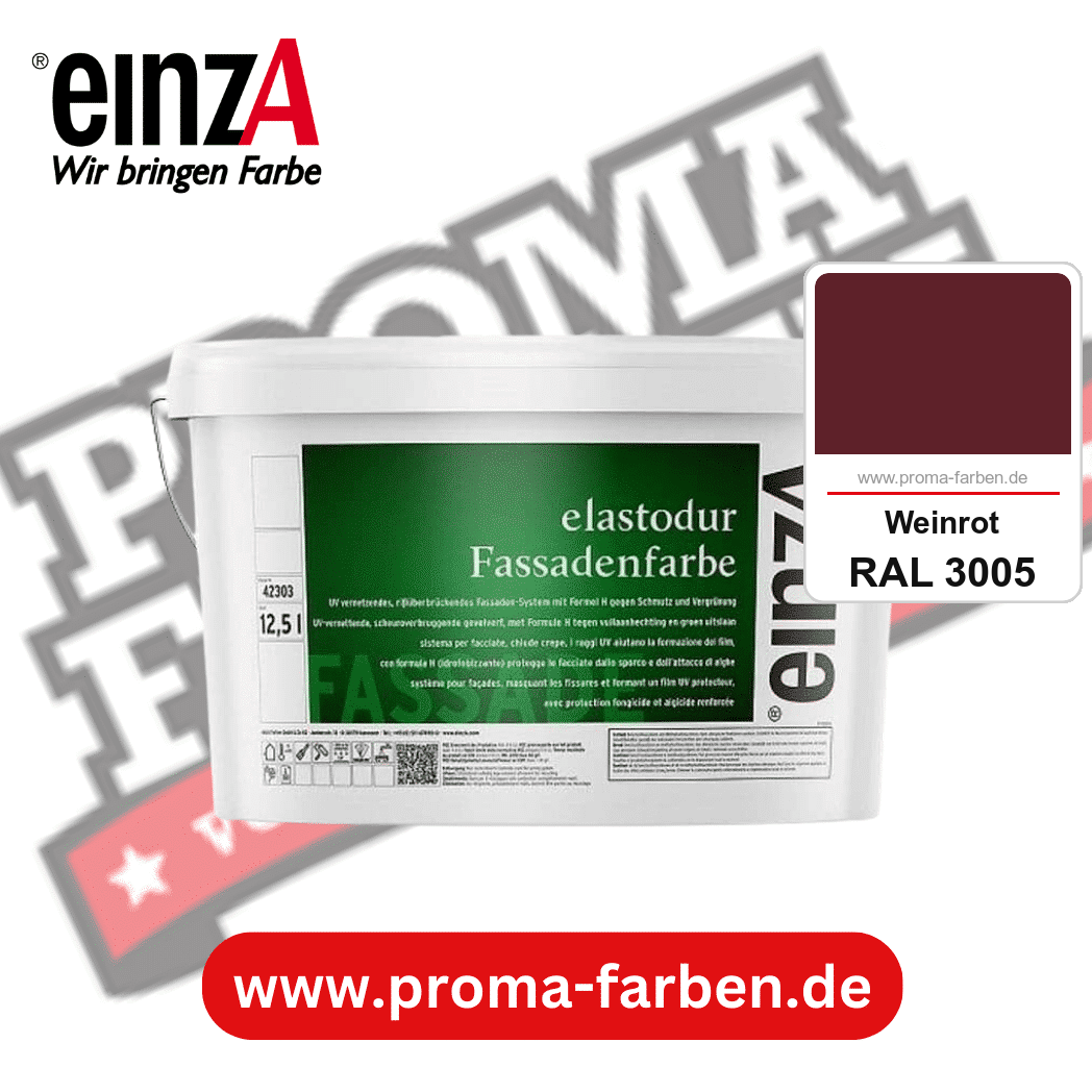 einzA elastodur Fassadenfarbe kaufen bei Proma Farben RAL 3005 Weinrot