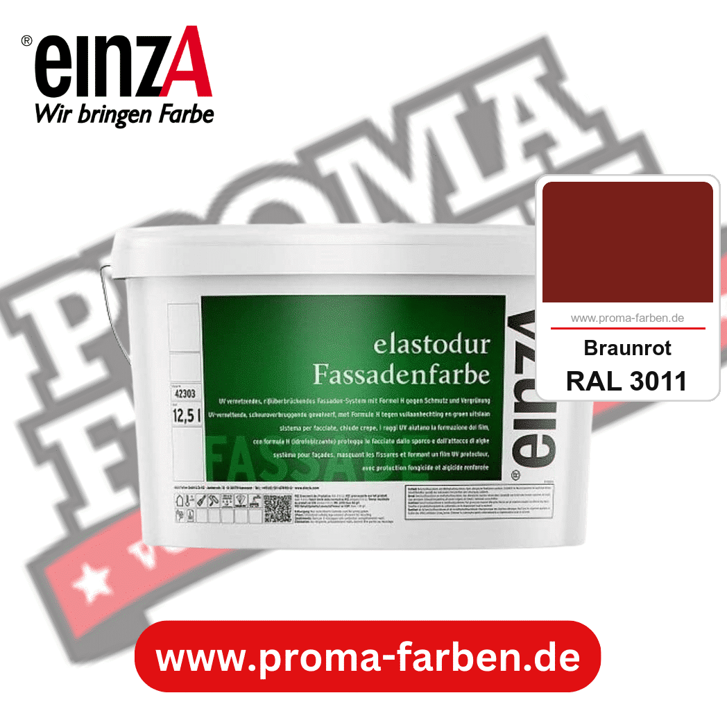 einzA elastodur Fassadenfarbe kaufen bei Proma Farben RAL 3011 Braunrot