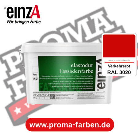 einzA elastodur Fassadenfarbe kaufen bei Proma Farben RAL 3020 Verkehrsrot