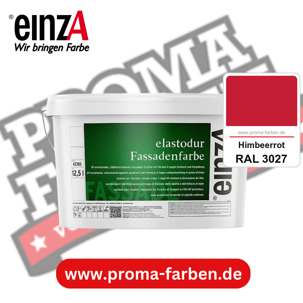 einzA elastodur Fassadenfarbe kaufen bei Proma Farben RAL 3027 Himbeerrot