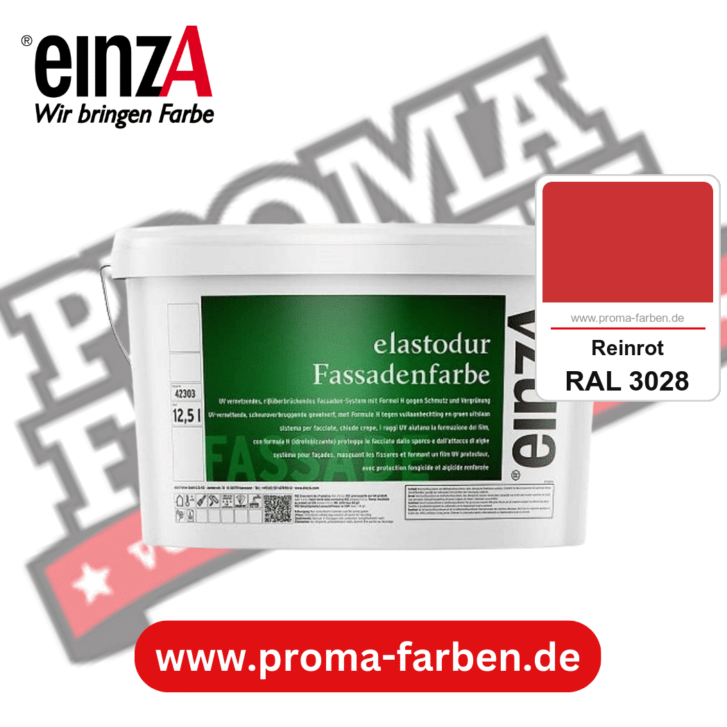 einzA elastodur Fassadenfarbe kaufen bei Proma Farben RAL 3028 Reinrot
