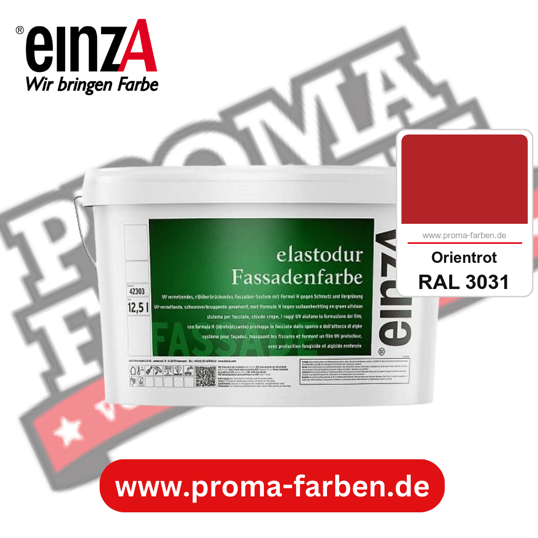 einzA elastodur Fassadenfarbe kaufen bei Proma Farben RAL 3031 Orientrot