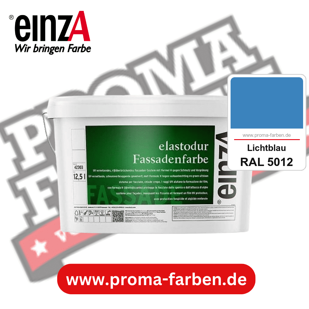 einzA elastodur Fassadenfarbe kaufen bei Proma Farben RAL 5012 Lichtblau