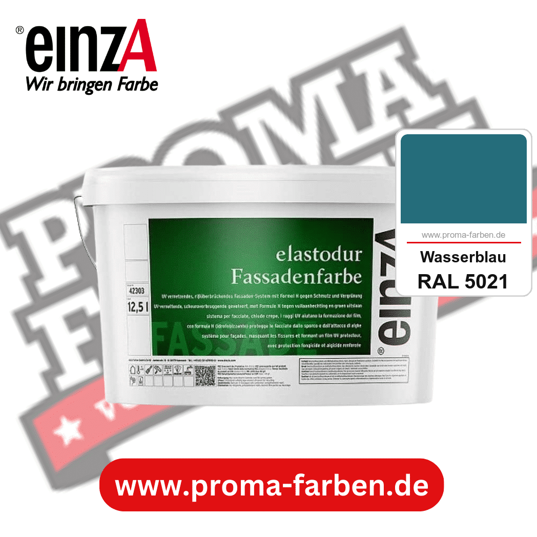 einzA elastodur Fassadenfarbe kaufen bei Proma Farben RAL 5021 Wasserblau