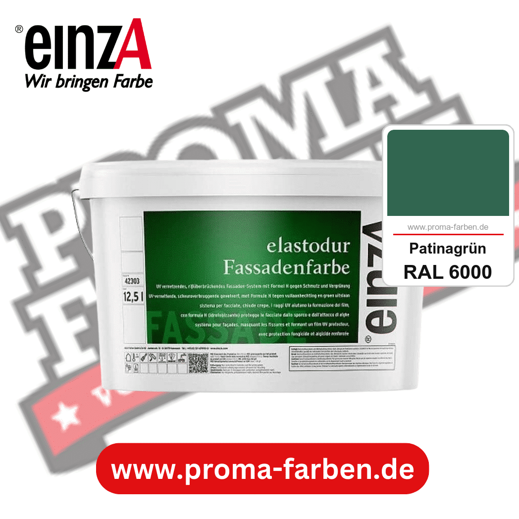 einzA elastodur Fassadenfarbe kaufen bei Proma Farben RAL 6000 Patinagrün