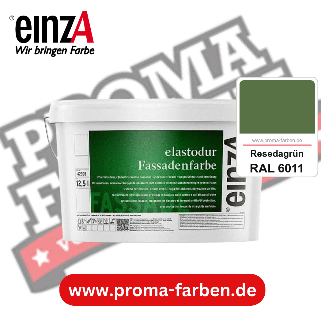einzA elastodur Fassadenfarbe kaufen bei Proma Farben RAL 6011 Resedagrün