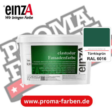 einzA elastodur Fassadenfarbe kaufen bei Proma Farben RAL 6016 Türrkisgrün