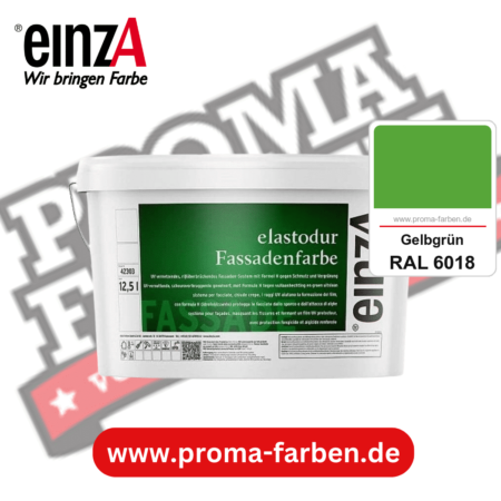 einzA elastodur Fassadenfarbe kaufen bei Proma Farben RAL 6018 Gelbgrün
