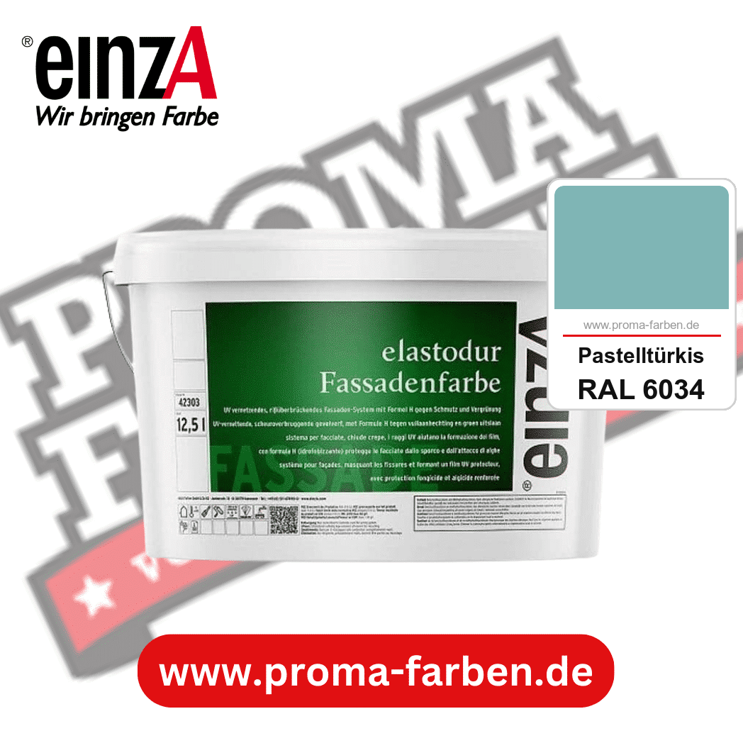 einzA elastodur Fassadenfarbe kaufen bei Proma Farben RAL 6034 Pastelltürkis