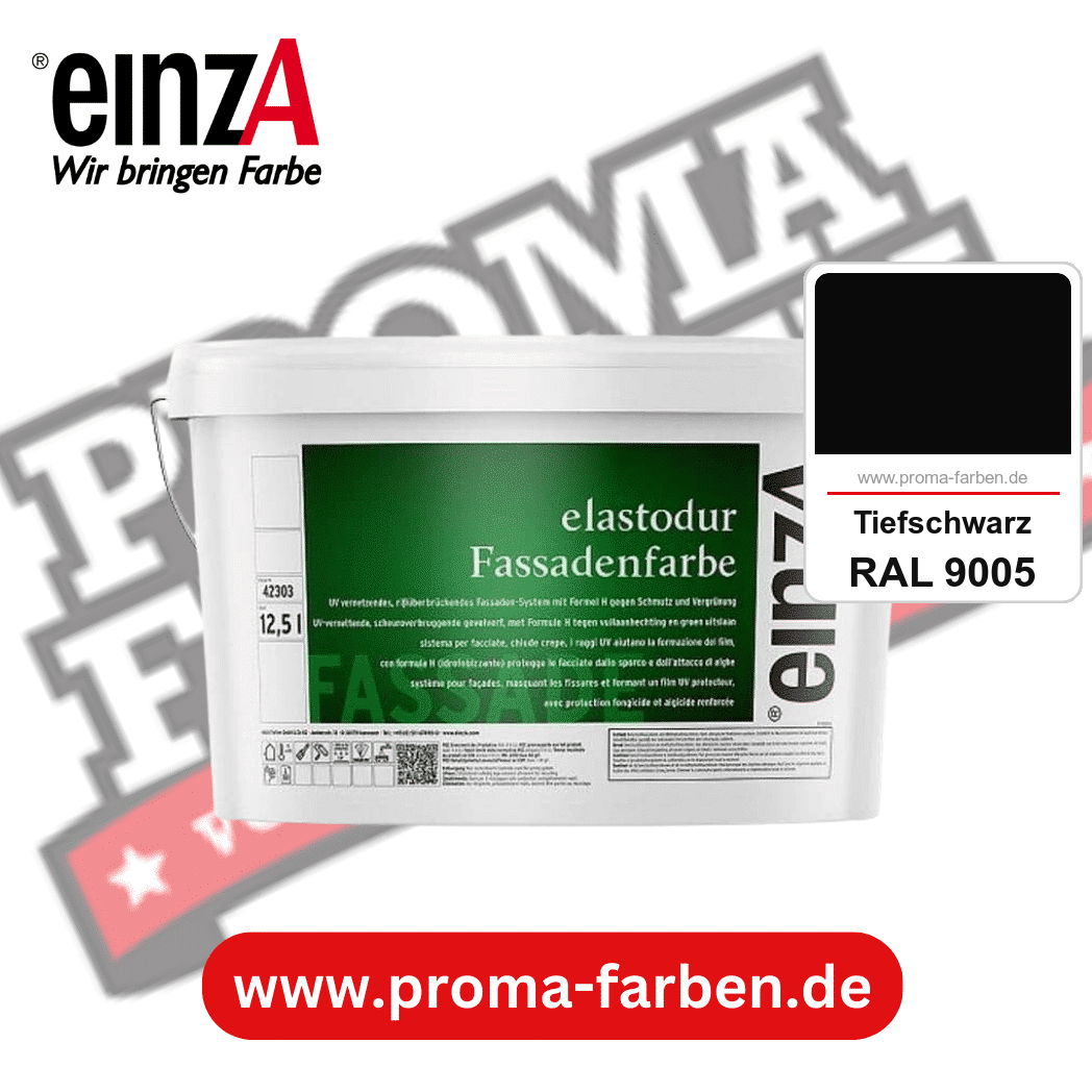 einzA elastodur Fassadenfarbe kaufen bei Proma Farben RAL 9005 Tiefschwarz