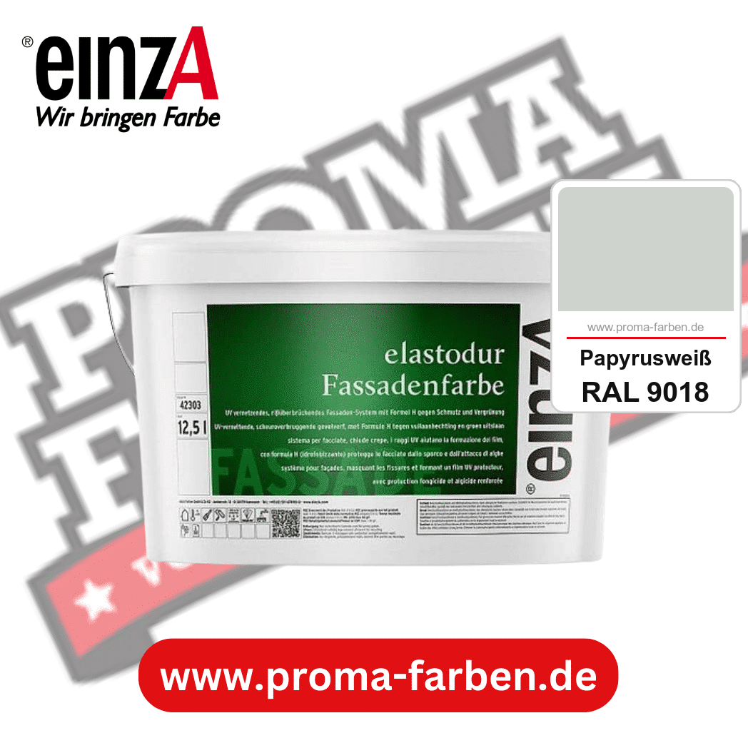 einzA elastodur Fassadenfarbe kaufen bei Proma Farben RAL 9018 Papyrusweiß