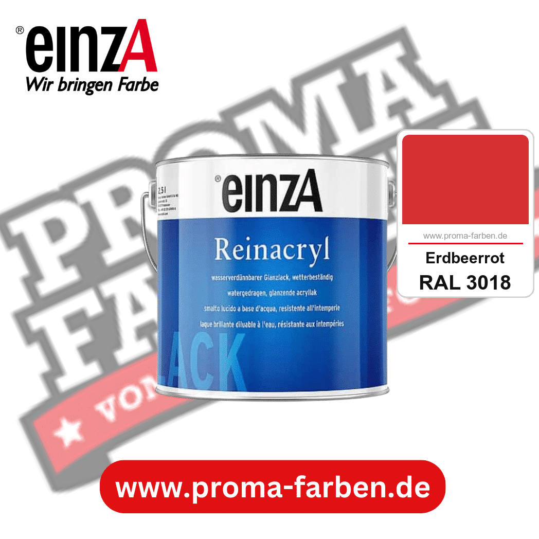 einzA Reinacryl Glanzlack kaufen bei Proma Farben RAL 3018 Erdbeerrot