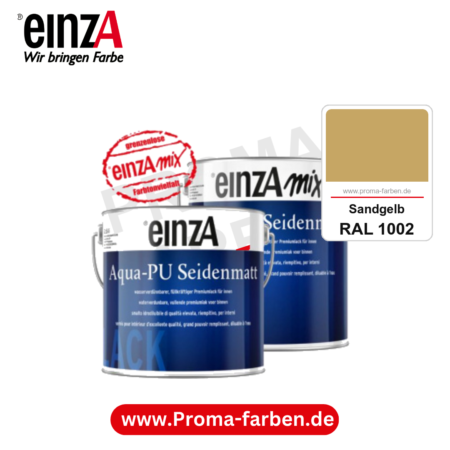 einzA Aqua-PU seidenmatt kaufen bei Proma Farben RAL 1002 Sandgelb