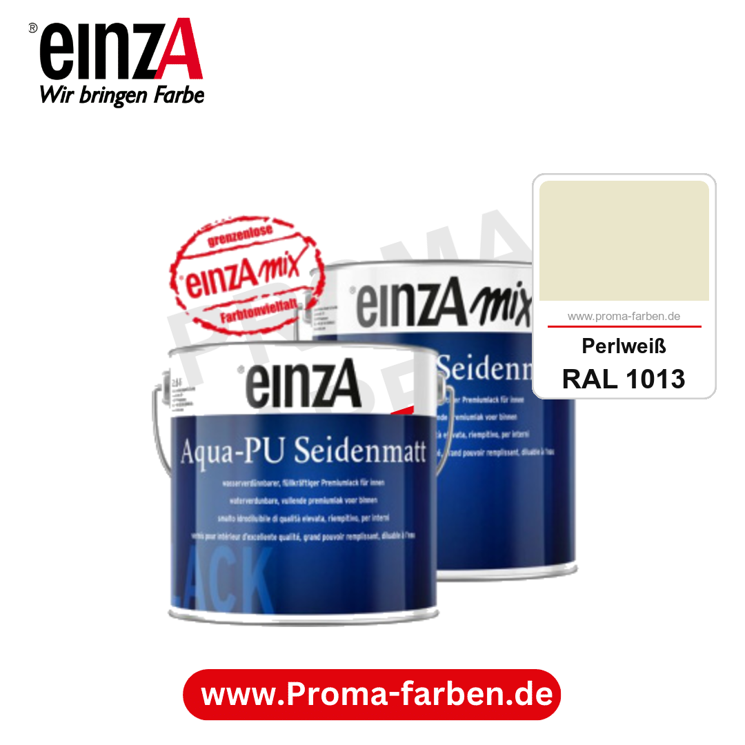 einzA Aqua-PU seidenmatt kaufen bei Proma Farben RAL 1013 Perlweiß