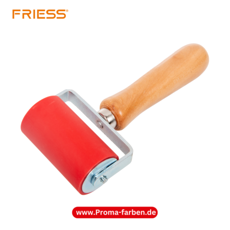Friess Techno Folien-Andrückwalze 75 mm, hart, Holzgriff kaufen bei Proma Farben