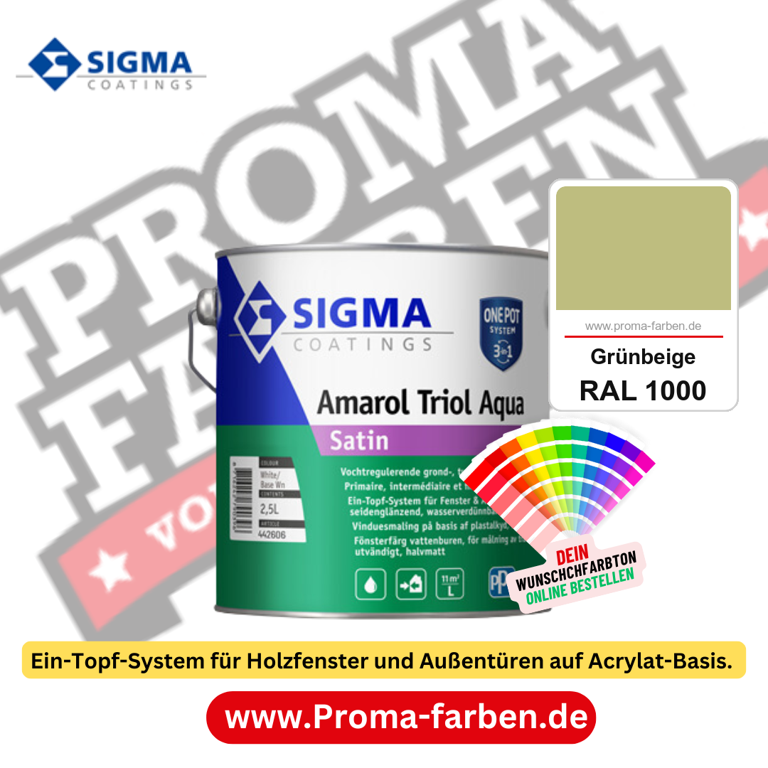 SIGMA Amarol Triol Aqua Satin kaufen bei Proma Farben RAL 1000 Grünbeige